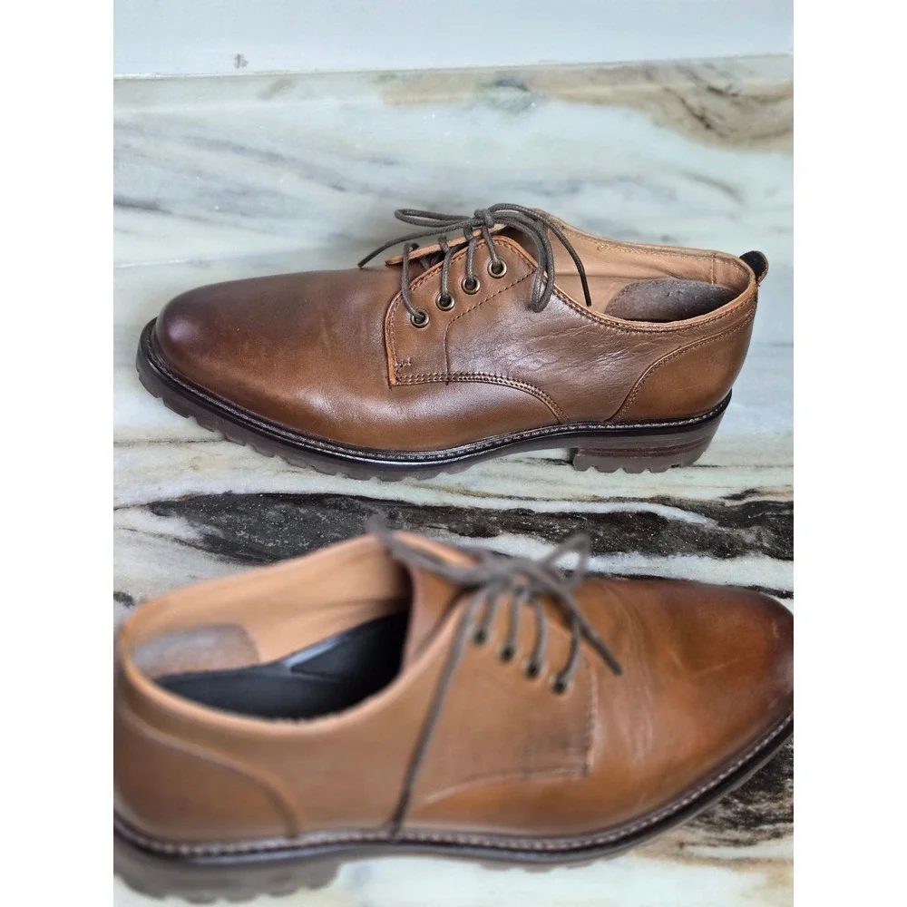 Mark Nason Los Angeles Mens Brown Leather Lug Sole Plain Toe Derby‎ Oxford Shoes